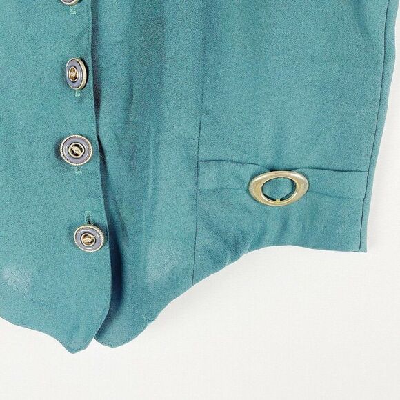 Vintage Rory Emerald Green Button Up Open Shoulder - Picture 5 of 6